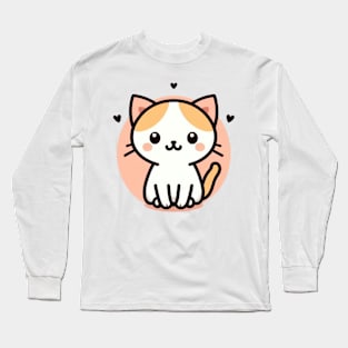 Adorable, Friendly, Cute Cat Logo Long Sleeve T-Shirt